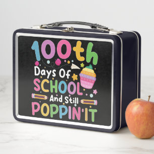 100 Tage Schule und immer noch Poppin' Mädchen Metall Brotdose