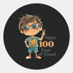 100 Tage Schulfeier Outfit Kinder, Jungen & Runder Aufkleber