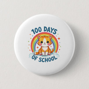 100 Tage Schulkatzenmädchen Lehrer 100. Button