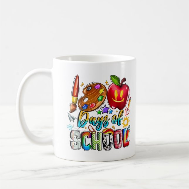 100 Tage Schullehrer & Kinder - Geschenkband Kaffeetasse (Links)