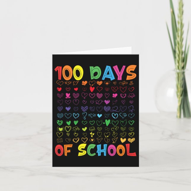 100 Tage Schullehrer Kinder Schülerjunge Mädchen 1 Karte (Vorderseite)