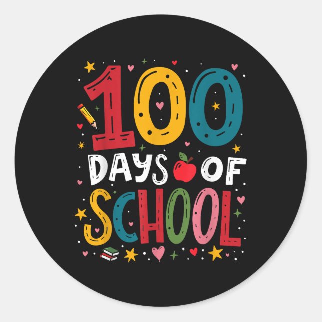 100 Tage Schullehrer Kindermädchen 2025 100. Runder Aufkleber (Vorderseite)