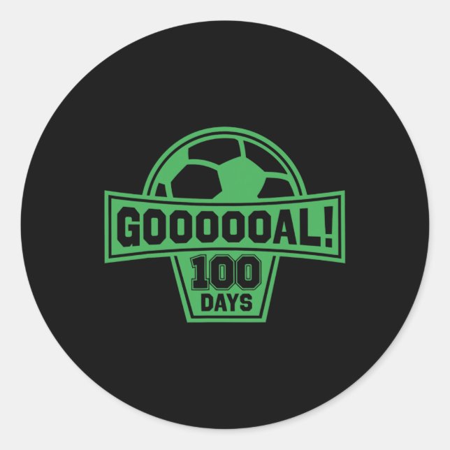 100 Tage Schulsoccer 100. Schultag Runder Aufkleber (Vorderseite)