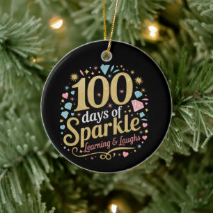 100 Tage Schulsparkle-Lernen und Lächeln Keramik Ornament