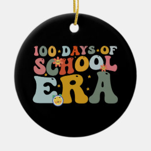 100 Tage Schultage Groovy Lehrer Kinder Keramik Ornament