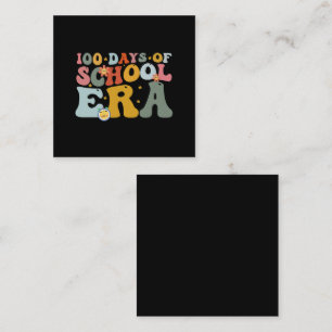 100 Tage Schulzeit Groovy Lehrer Kinder Quadratische Visitenkarte