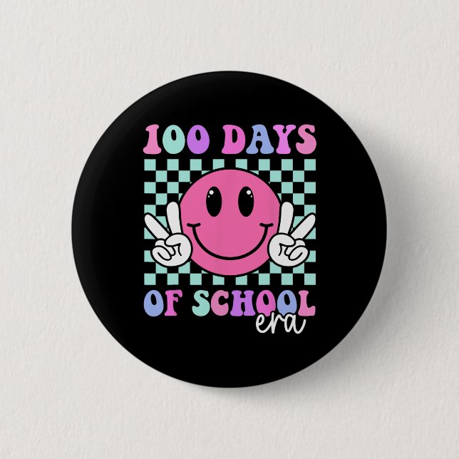 100 Tage Schulzeit Lächeln Lehrerin Jungen Mädchen Button (Vorderseite)