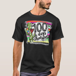 100 Tage Sharper Cactus Teacher Happy 100 day of T-Shirt