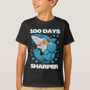 100 Tage Sharper Shark Spaß 100 Tage Schule T-Shirt