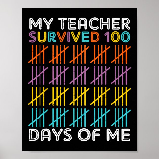 100 Tage Shirt Kinder 100 Tage Schulunterricht Poster (Vorne)