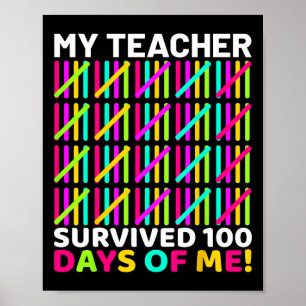 100 Tage Shirt Kinder 100 Tage Schulunterricht Poster