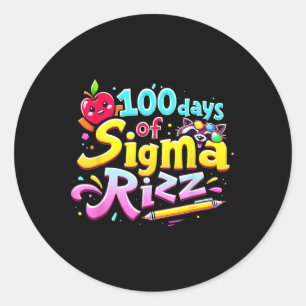 100 Tage Sigma Rizz 100. Tag der Schule Kinder Runder Aufkleber