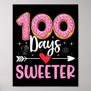 100 Tage süßere Donut 100. Schultag Schüler Poster