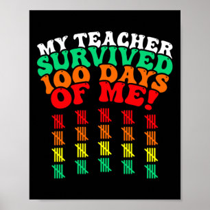 100 Tage T-Shirt Kinder 100 Tage Schulzeit Poster