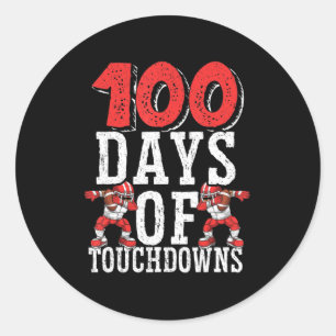 100 Tage Touchdowns Fußball 100 Tage Schule Runder Aufkleber