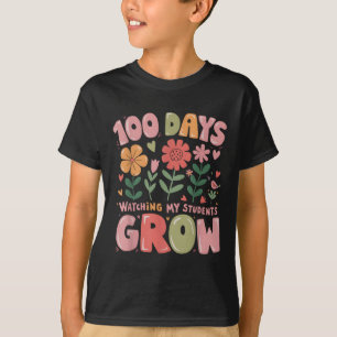100 Tage wachsende Retro-Blume Lehrer 100. Tag T-Shirt
