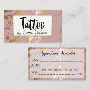 100 Tattoo Artist Termin Erinnerung Rose Marmor Visitenkarte