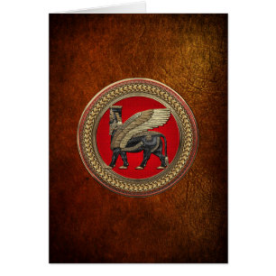 [100] Taureau ailé assyrien : or et lamassu noir