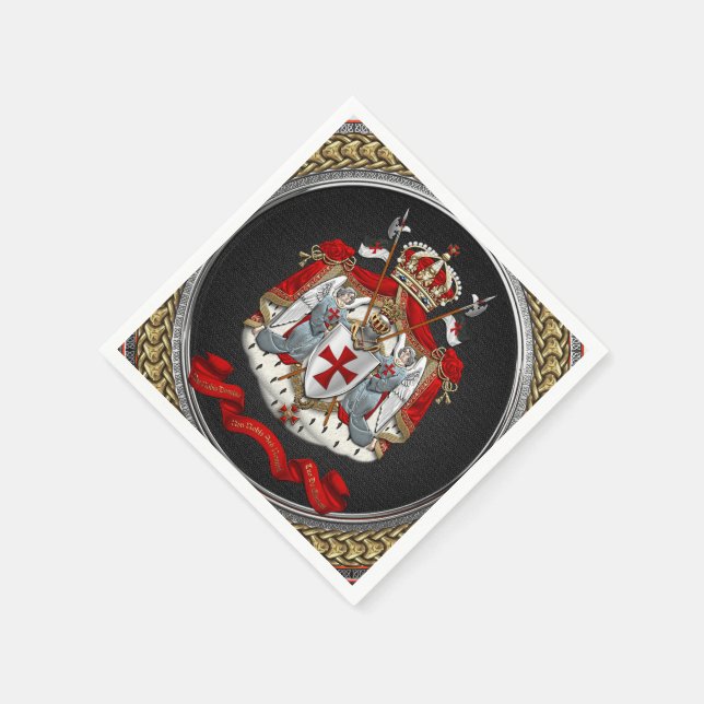 [100] Tempelwappen der Ritter Serviette (Ecke)