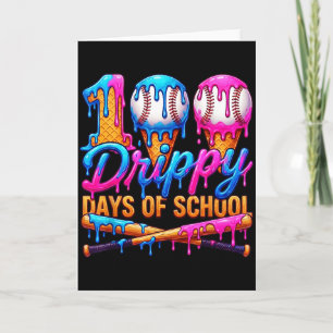 100 triefende Schultage Baseball Eis Drip Karte