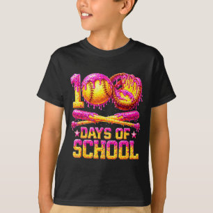 100 tröpfchen Tage Schul-Softball-Eis 100. T-Shirt