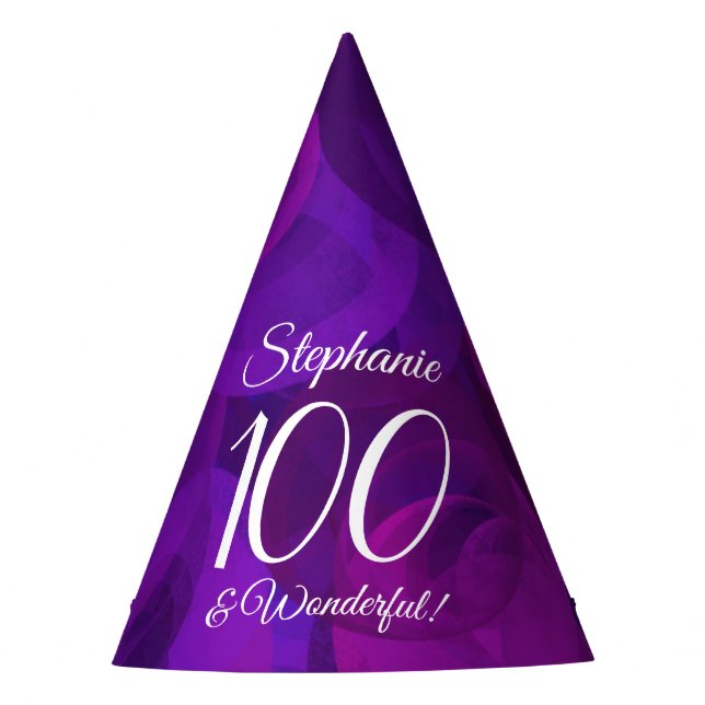100 und wunderschöne Elegant Lila Geburtstag Partyhütchen (Vorderseite)