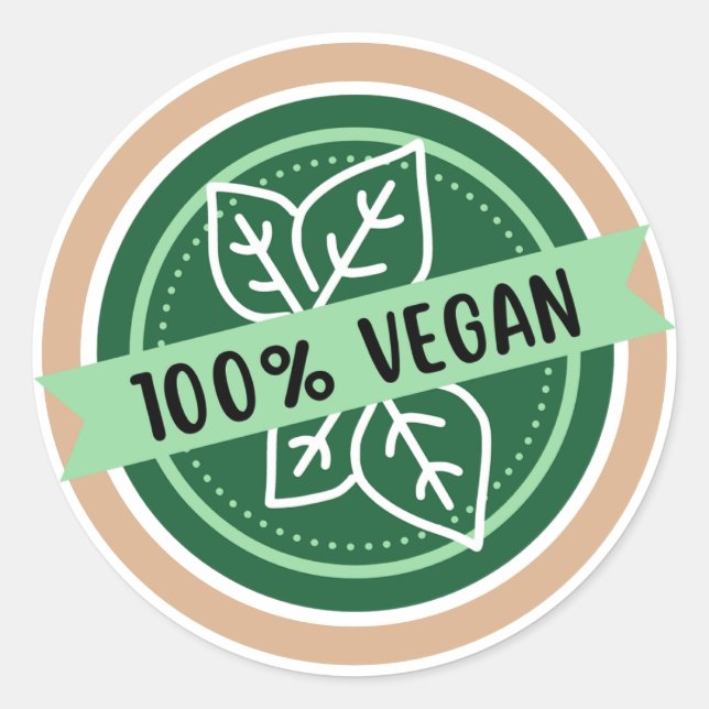 100 % Vegan, nur Vegane Inhaltsstoffe Runder Aufkleber (Vorderseite)