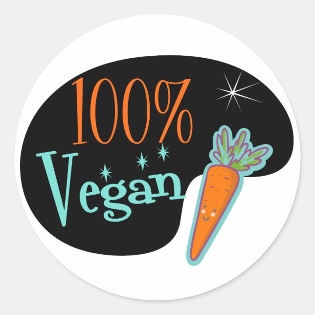 100 % Vegan Runder Aufkleber (Vorderseite)