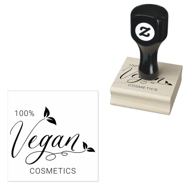 100 % vegane Kosmetika Kreatives Veganes Logo Gummistempel (Stempel)