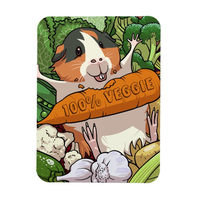 100% Veggie Happy Guinea Schweinefleisch mit Karot Magnet (Vertikal)
