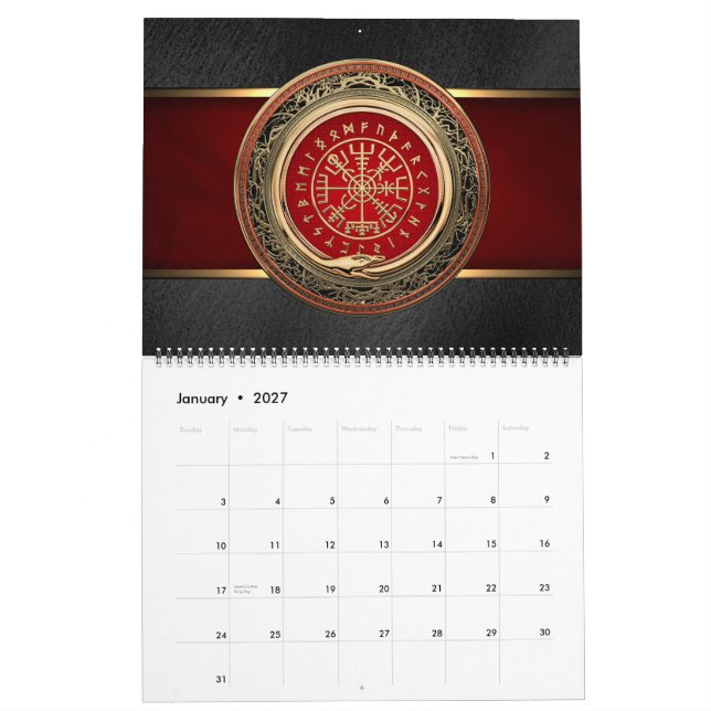 [100] Vegvisir - Viking Gold Magic Runic Compass Kalender (Jan 2027)