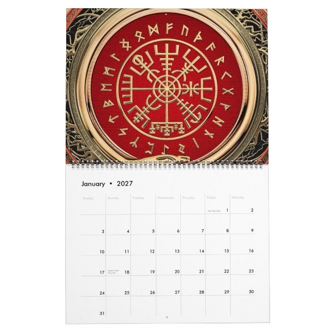 [100] Vegvisir - Viking Gold Magic Runic Compass Kalender (Jan 2027)