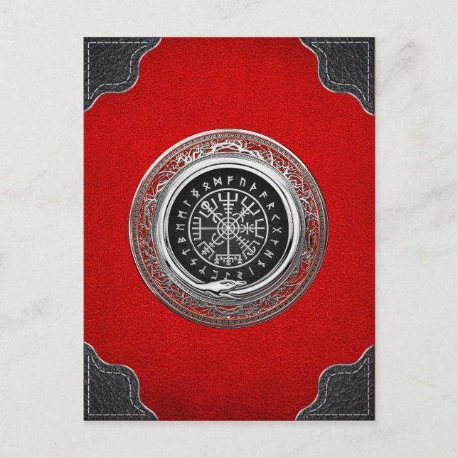 [100] Vegvisir - Viking Silver Magic Runic Compass Postkarte (Vorderseite)