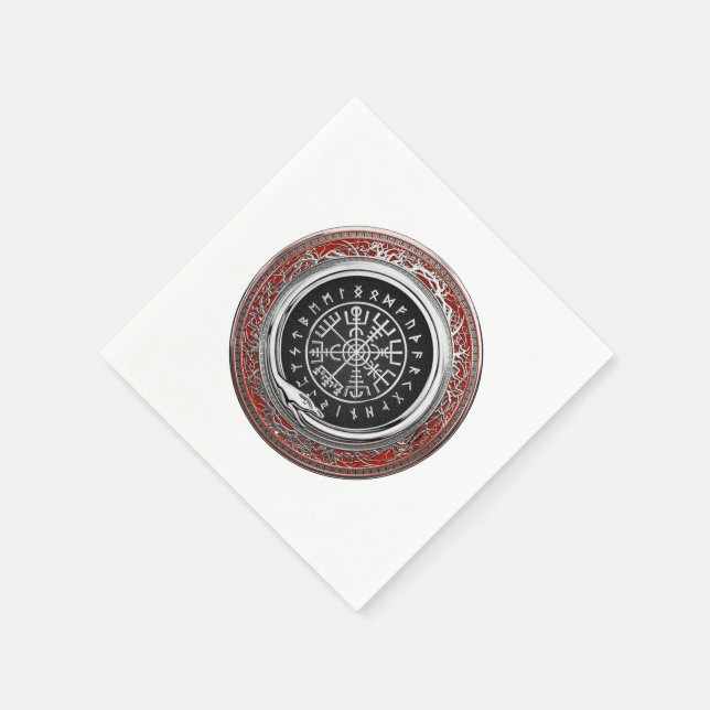 [100] Vegvisir - Viking Silver Magic Runic Compass Serviette (Ecke)