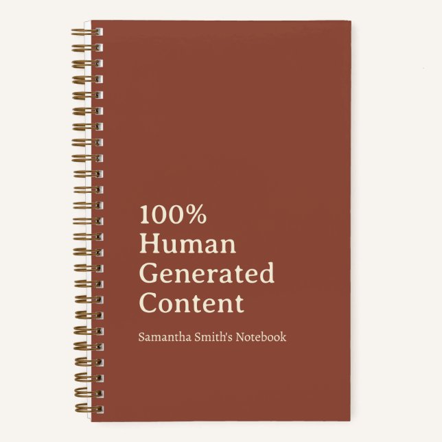 100% vom Menschen erzeugte Inhalte Personalisiert Notizbuch (Vorderseite)
