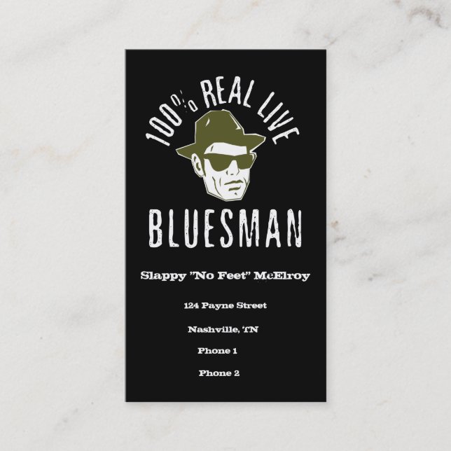 100% wirkliche Livebluesman-Visitenkarten Visitenkarte (Vorderseite)