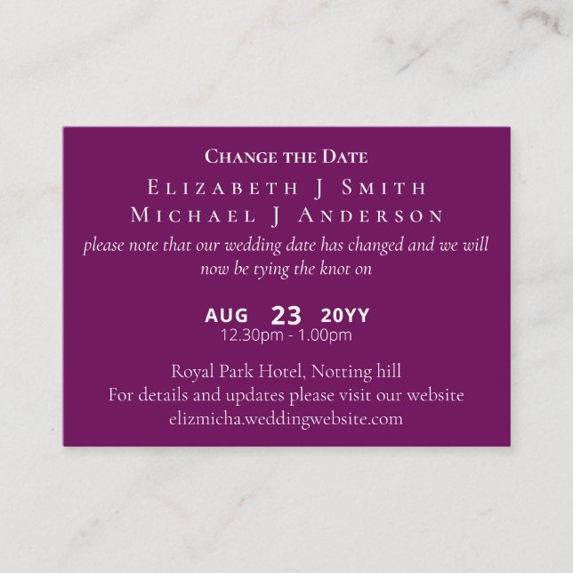 100 x FOTO Änderung des Datums Aufschiebung inkl.  Hinweiskarte (Vorderseite)