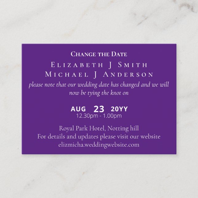 100 x FOTO Änderung des Datums Aufschiebung inkl.  Hinweiskarte (Vorderseite)