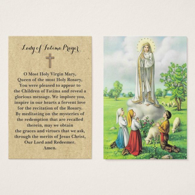 100 x Lady of Fatima Gebet Cards (Vorne & Hinten)