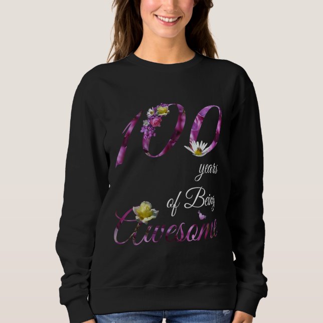 100 Year Old Awesome Floral 1921 100th Birthday Sweatshirt (Vorderseite)