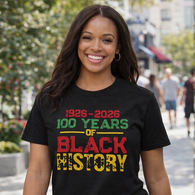 100 Years of Black History Typography T-Shirt (Von Creator hochgeladen)