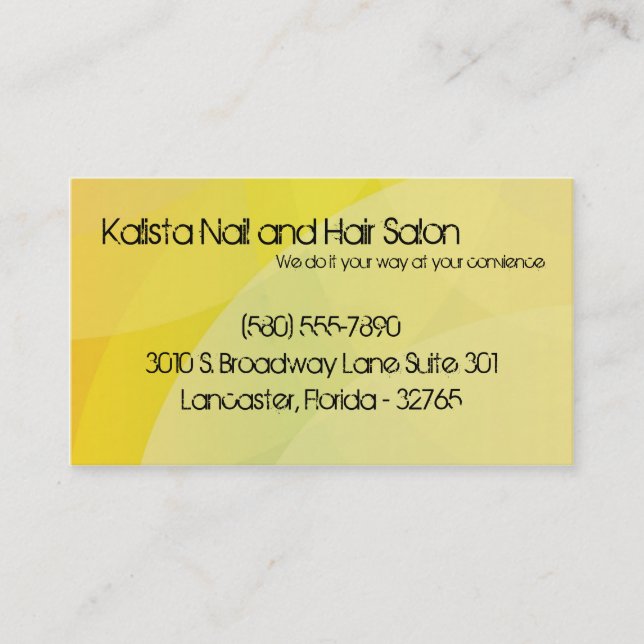 100 Yellow Retro Nail Technician Business Card Visitenkarte (Vorderseite)