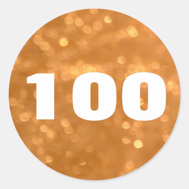 100 - Zahlen Goldener Rundaufkleber Runder Aufkleber (Vorderseite)