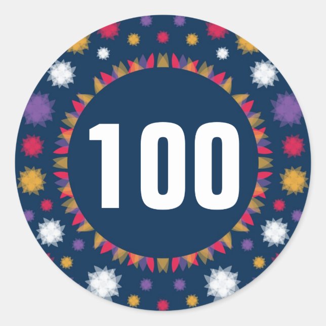 100 - Zahlen Rundkleber Runder Aufkleber (Vorderseite)