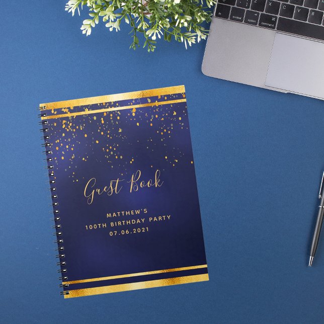 100e anniversaire fête 100 livre d'or bleu foncé (Créateur téléchargé)