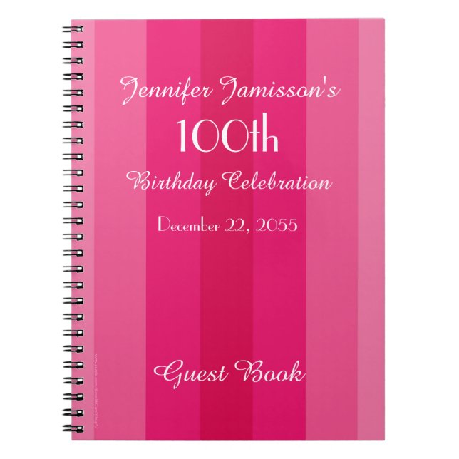 100e anniversaire fête rose Carnet de livre d'hôte (Devant)