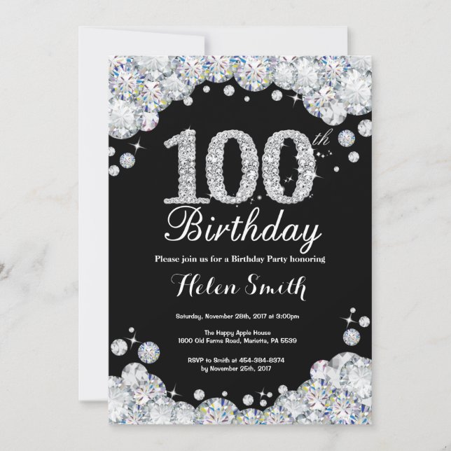 100e anniversaire Invitation Chalkboard Diamond (Devant)