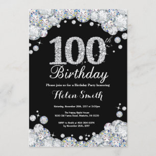 100e anniversaire Invitation Chalkboard Diamond