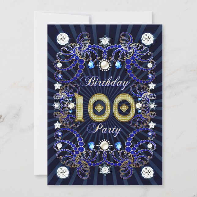 100e anniversaire invitation de fête avec des mass (Devant)