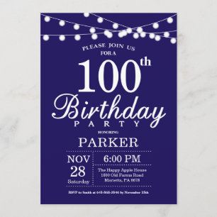 100e anniversaire Invitation Marine Bleu
